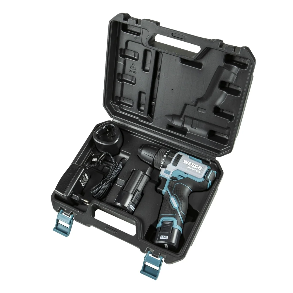 Parafusadeira Furadeira Impacto Bateria 12V Brushless com Maleta Carregador e 2 Baterias 2AH 3/8" Bivolt Wesco WS2558K2