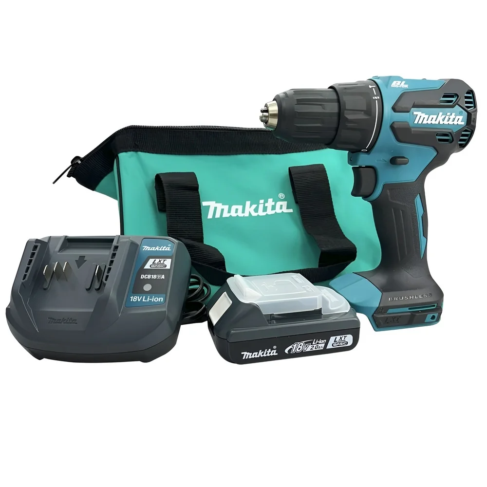 Parafusadeira Furadeira Impacto Bateria 18V Brushless com Bolsa Carregador e 1 Bateria 2AH 1/2" Bivolt Makita DHP490WVX