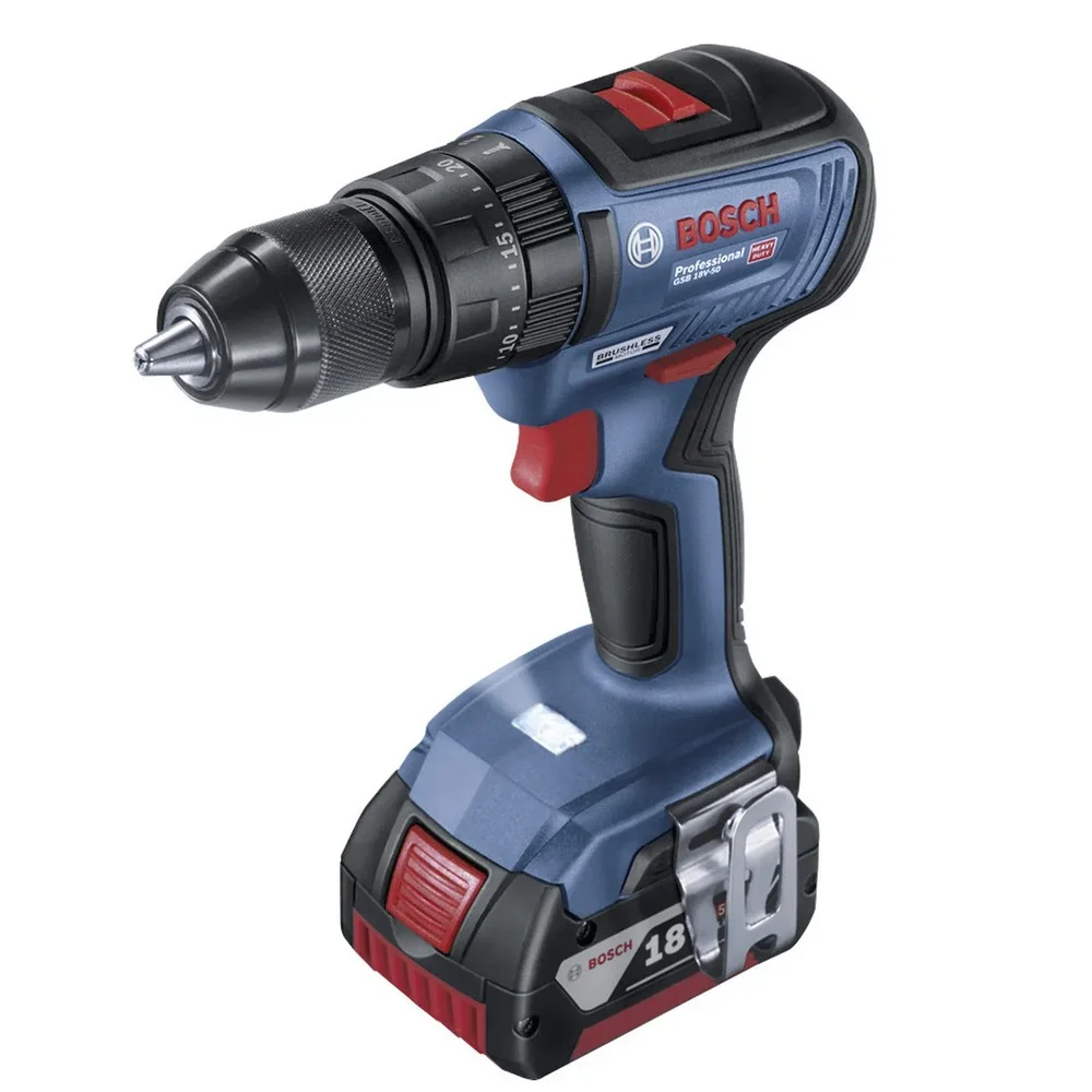 Parafusadeira Furadeira Impacto Bateria 18V Brushless com Maleta Carregador e 1 Bateria 5AH 1/2" 220V Bosch GSB 18V-50