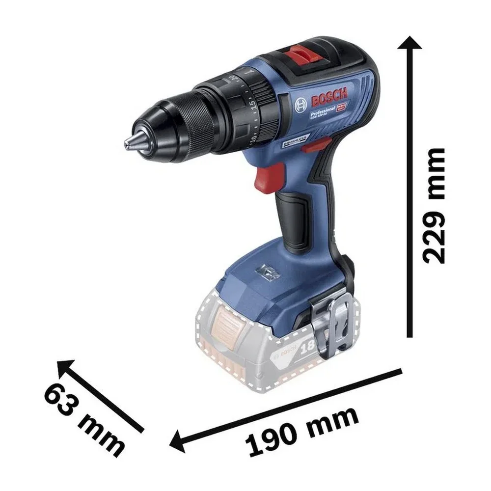Parafusadeira Furadeira Impacto Bateria 18V Brushless com Maleta Carregador e 1 Bateria 5AH 1/2" 220V Bosch GSB 18V-50