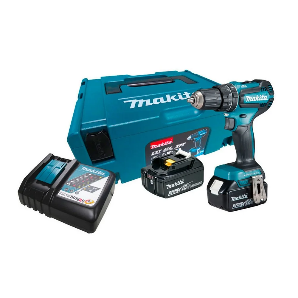 Parafusadeira Furadeira Impacto Bateria 18V Brushless com Maleta Carregador e 2 Baterias 3AH 1/2" Bivolt Makita DHP485RFJ