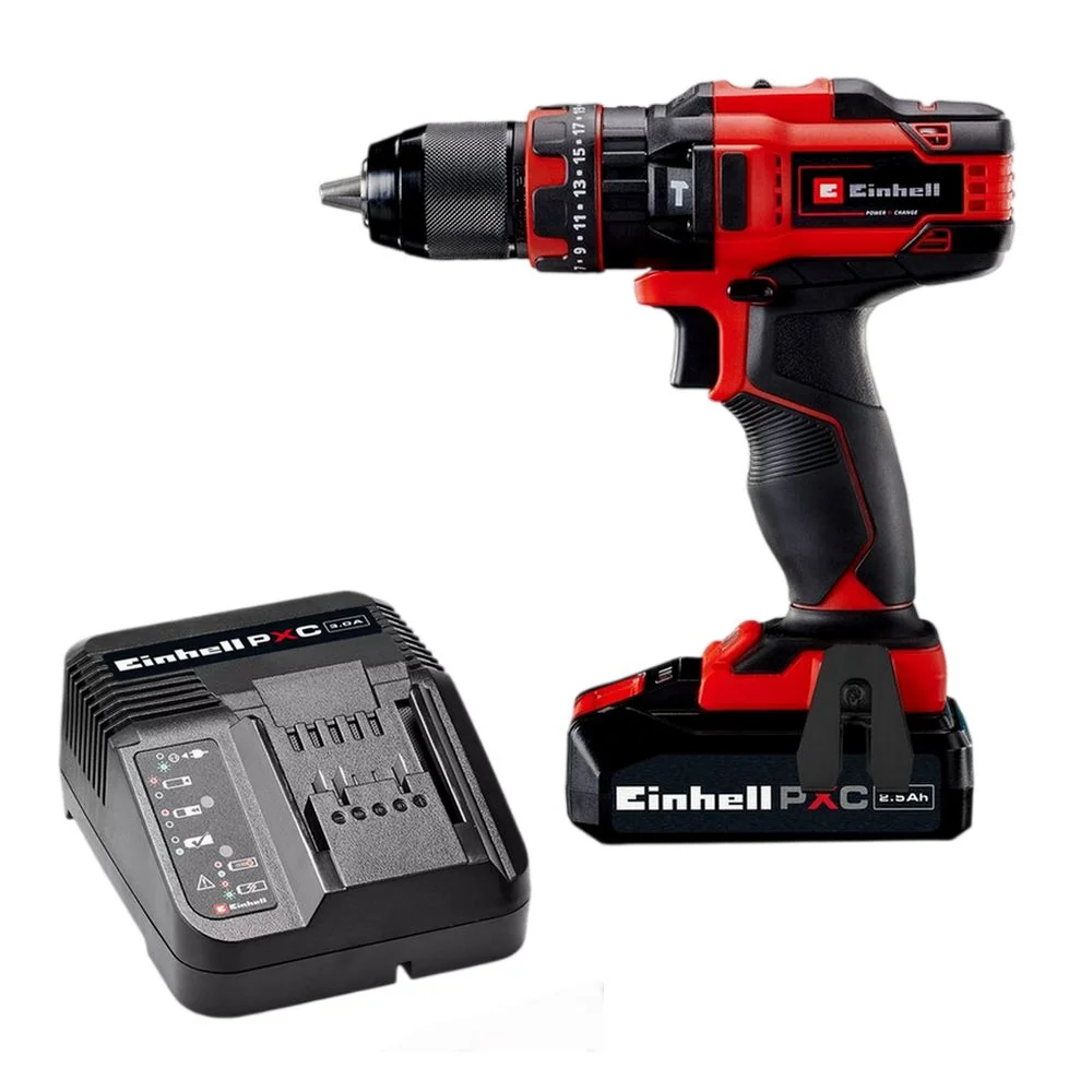 Parafusadeira Furadeira Impacto Bateria 18V Com Carregador e 1 Bateria 2,5AH 1/2" Bivolt Einhell TE-CD 18/44 LI