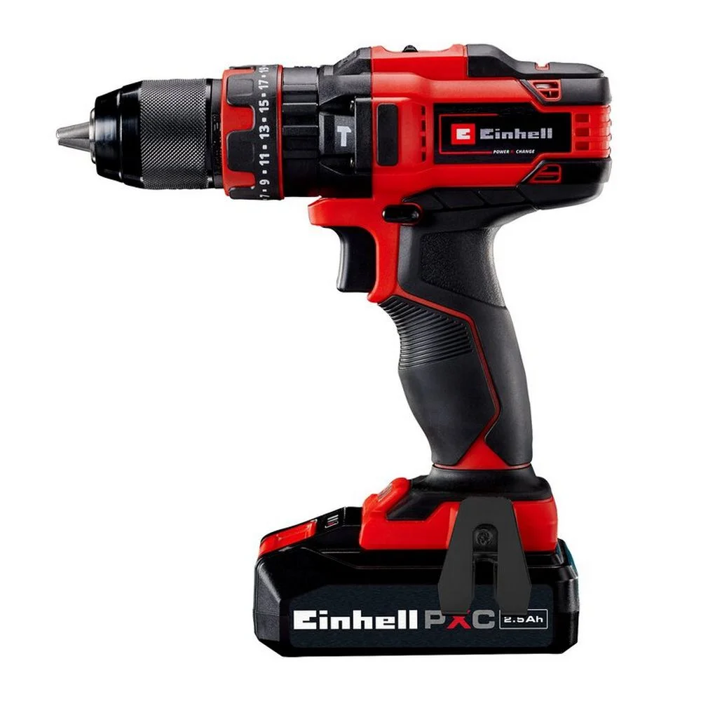 Parafusadeira Furadeira Impacto Bateria 18V Com Carregador e 1 Bateria 2,5AH 1/2" Bivolt Einhell TE-CD 18/44 LI