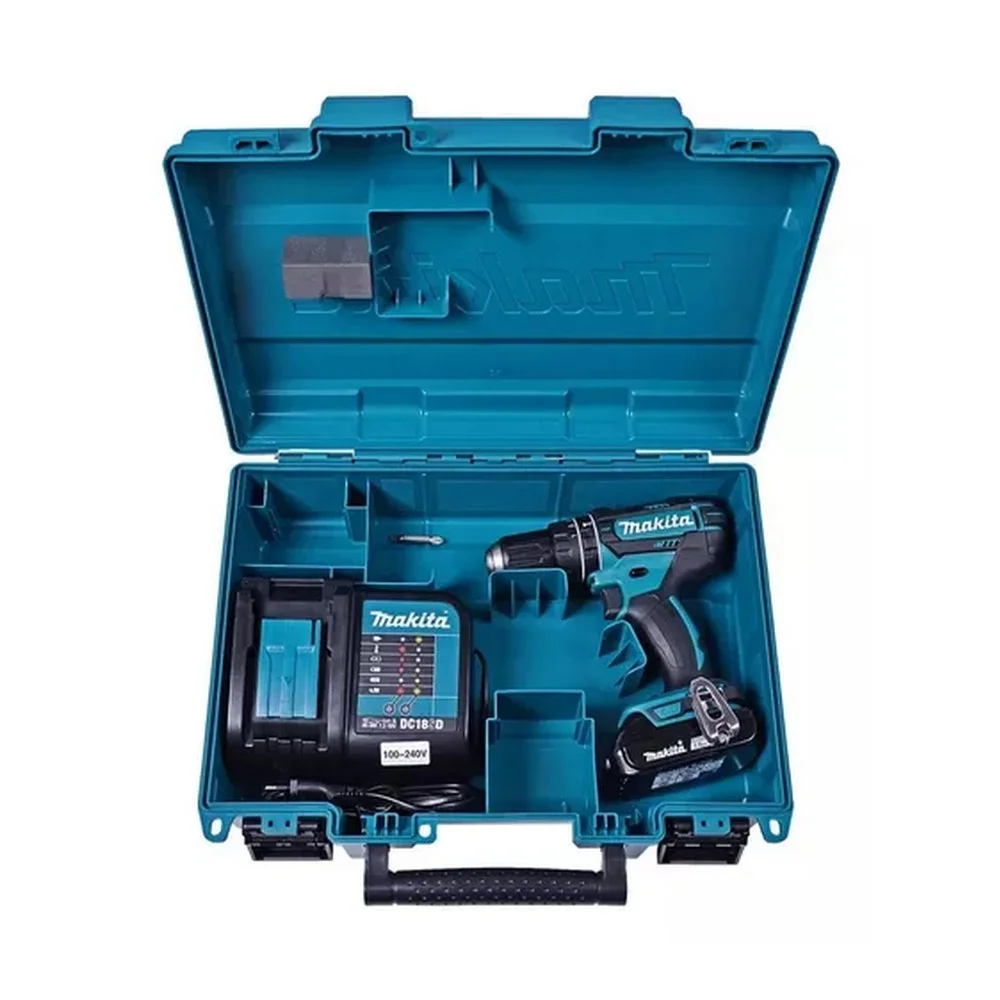 Parafusadeira Furadeira Impacto Bateria 18V Com Maleta Carregador e 1 Bateria 1,5AH 1/2" Bivolt Makita DHP482Y002