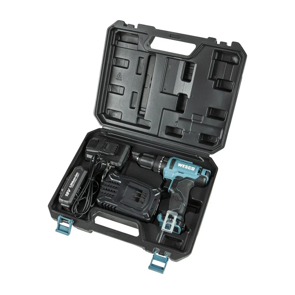 Parafusadeira Furadeira Impacto Bateria 18V Com Maleta Carregador e 1 Bateria 2AH 1/2" Bivolt Wesco WS2425K