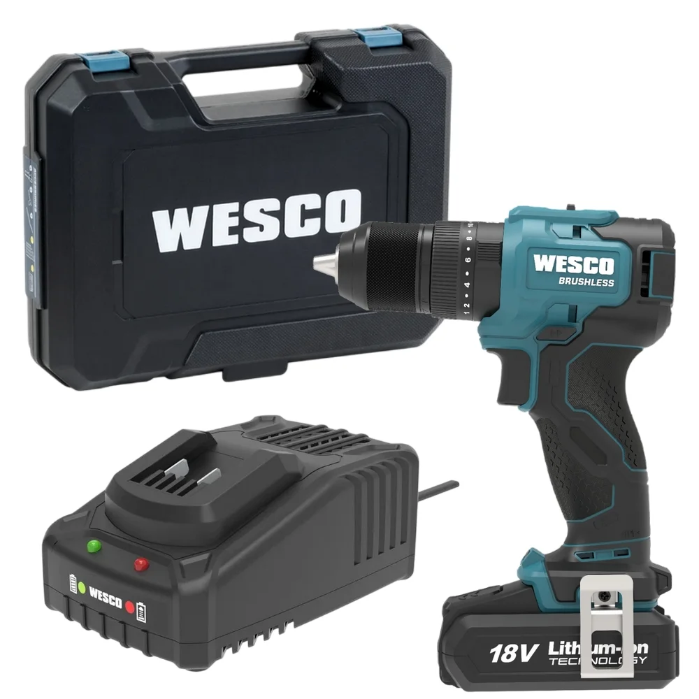 Parafusadeira Furadeira Impacto Bateria 18V Com Maleta Carregador e 1 Bateria 2AH 1/2" Bivolt Wesco WS2425K