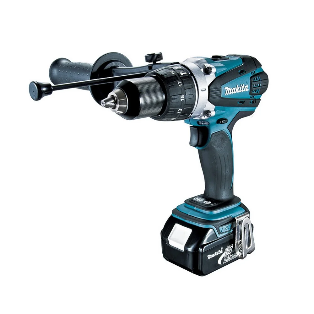 Parafusadeira Furadeira Impacto Bateria 18V Com Maleta Carregador e 2 Baterias 3AH 1/2" Bivolt Makita DHP458RFE