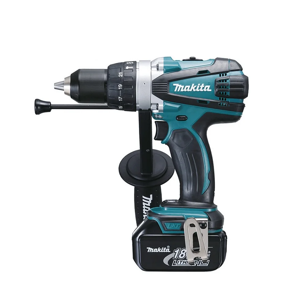 Parafusadeira Furadeira Impacto Bateria 18V Com Maleta Carregador e 2 Baterias 3AH 1/2" Bivolt Makita DHP458RFE