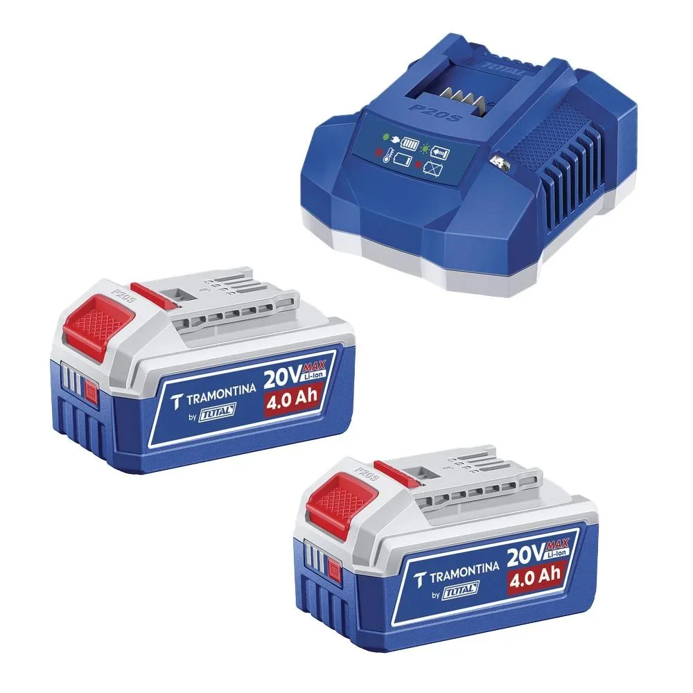 Parafusadeira Furadeira Impacto Bateria 20V Brushless Maleta Carregador e 2 Baterias 4AH 1/2" Bivolt Tramontina by Total 42301/207