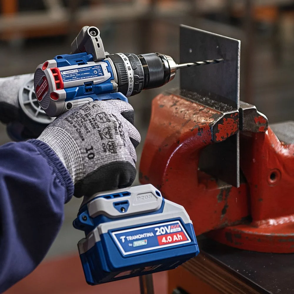 Parafusadeira Furadeira Impacto Bateria 20V Brushless Maleta Carregador e 2 Baterias 4AH 1/2" Bivolt Tramontina by Total 42301/207
