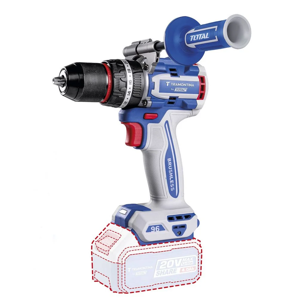 Parafusadeira Furadeira Impacto Bateria 20V Brushless Maleta Carregador e 2 Baterias 4AH 1/2" Bivolt Tramontina Tota 42301/207