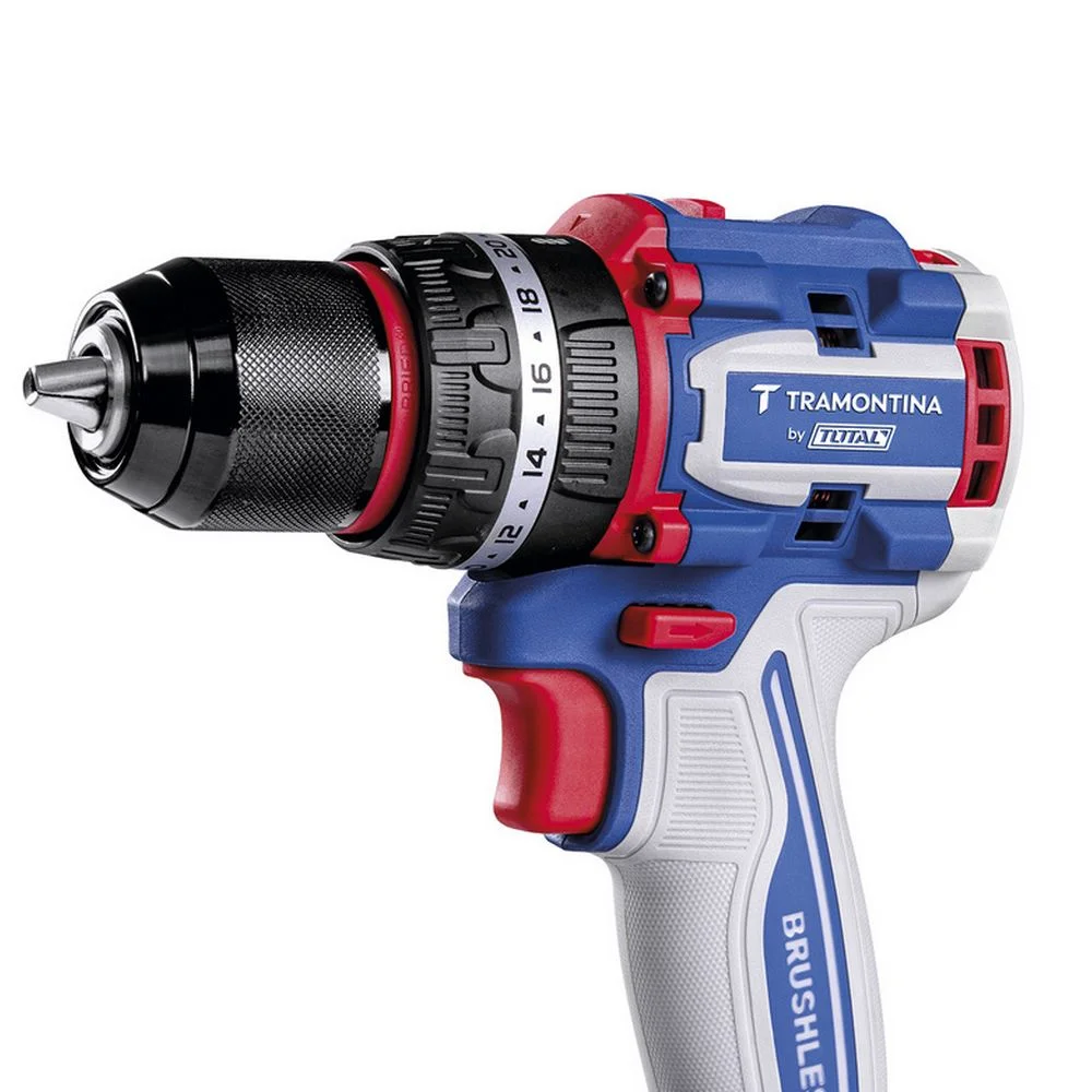 Parafusadeira Furadeira Impacto Bateria 20V Brushless Sem Carregador e Bateria com 3 Brocas 1/2" Tramontina Tota 42301/004