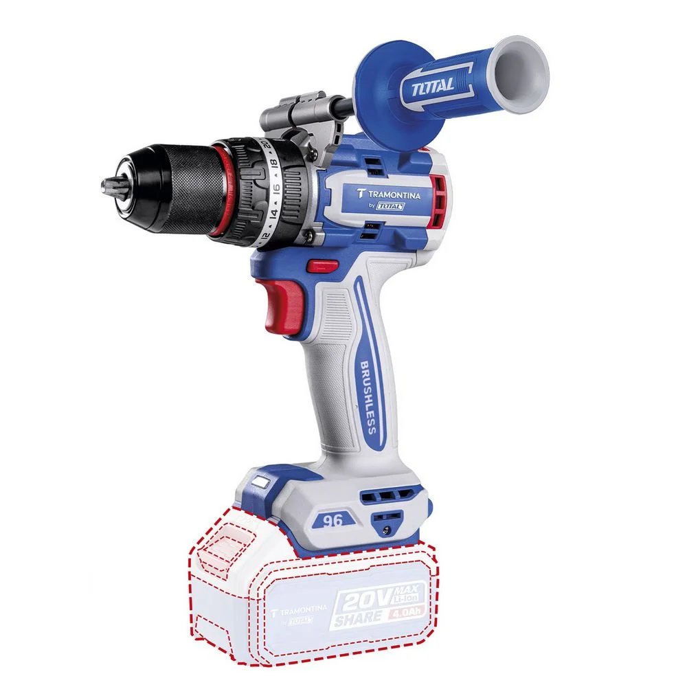 Parafusadeira Furadeira Impacto Bateria 20V Brushless Sem Carregador e Bateria com Acessorios 1/2" Tramontina Tota 42301/007