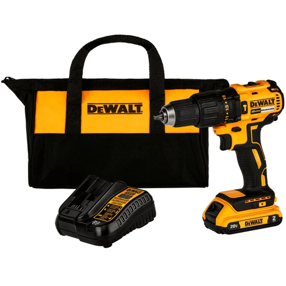 Parafusadeira Furadeira Impacto Bateria 20V Max Brushless com Bolsa Carregador e 1 Bateria 2AH 1/2" Bivolt Dewalt DCD7781D1-BR