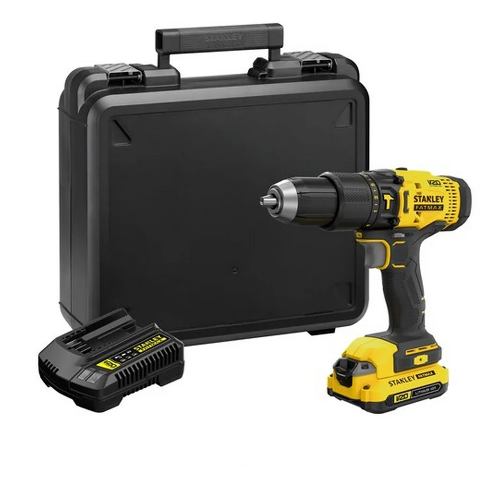 Parafusadeira Furadeira Impacto Bateria 20V Max Com Maleta Carregador e 1 Bateria 1,5AH 1/2" Bivolt Stanley SCD711C1K-BR