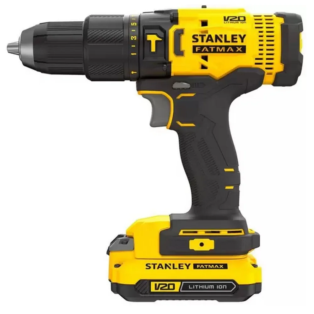 Parafusadeira Furadeira Impacto Bateria 20V Max Com Maleta Carregador e 1 Bateria 1,5AH 1/2" Bivolt Stanley SCD711C1K-BR
