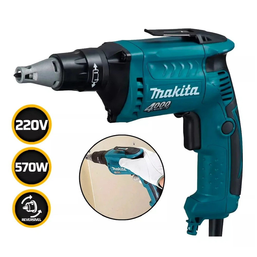 Parafusadeira para Gesso Velocidade Variavel e Reversivel 1/4" 220V 570W Makita FS4000