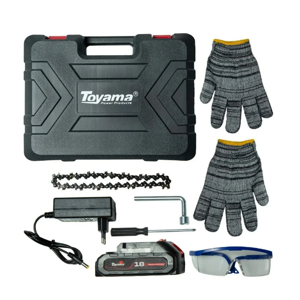 Mini Motossera de Poda a Bateria 18V Com Maleta Caregador e 2 Baterias 2AH 4" Bivolt Toyama TBT18MCS4-K2