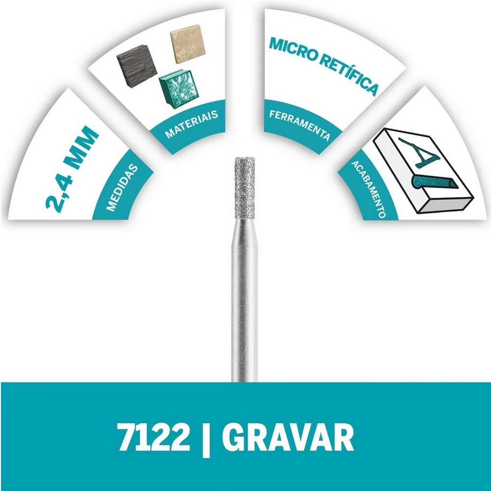 Ponta Diamantada Paralela Para Micro Retifica 3/32" Dremel 7122