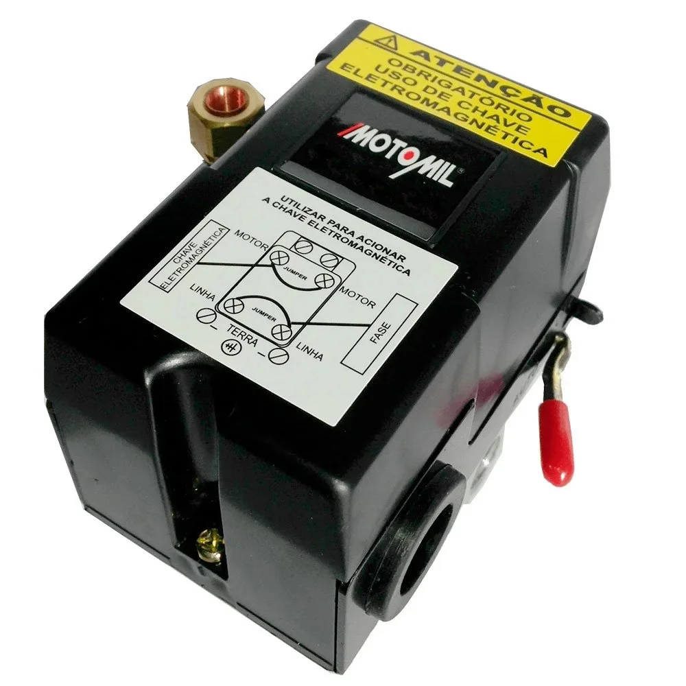 Pressostato Automatico Baixa Pressao 4 Vias com Alavanca 80/120PSI Motomil 36340.9