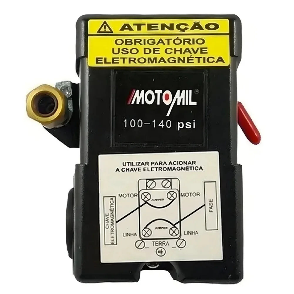 Pressostato Automatico Media Pressao 4 Vias com Alavanca 100/140PSI Motomil 36347.4