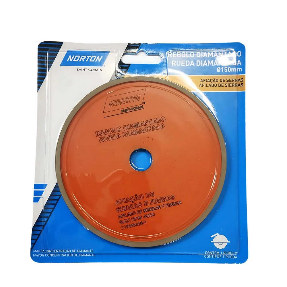 Rebolo Diamantado Para Afiacao de Serras e Fresas para Madeira 150X7,5X20MM Norton PS185