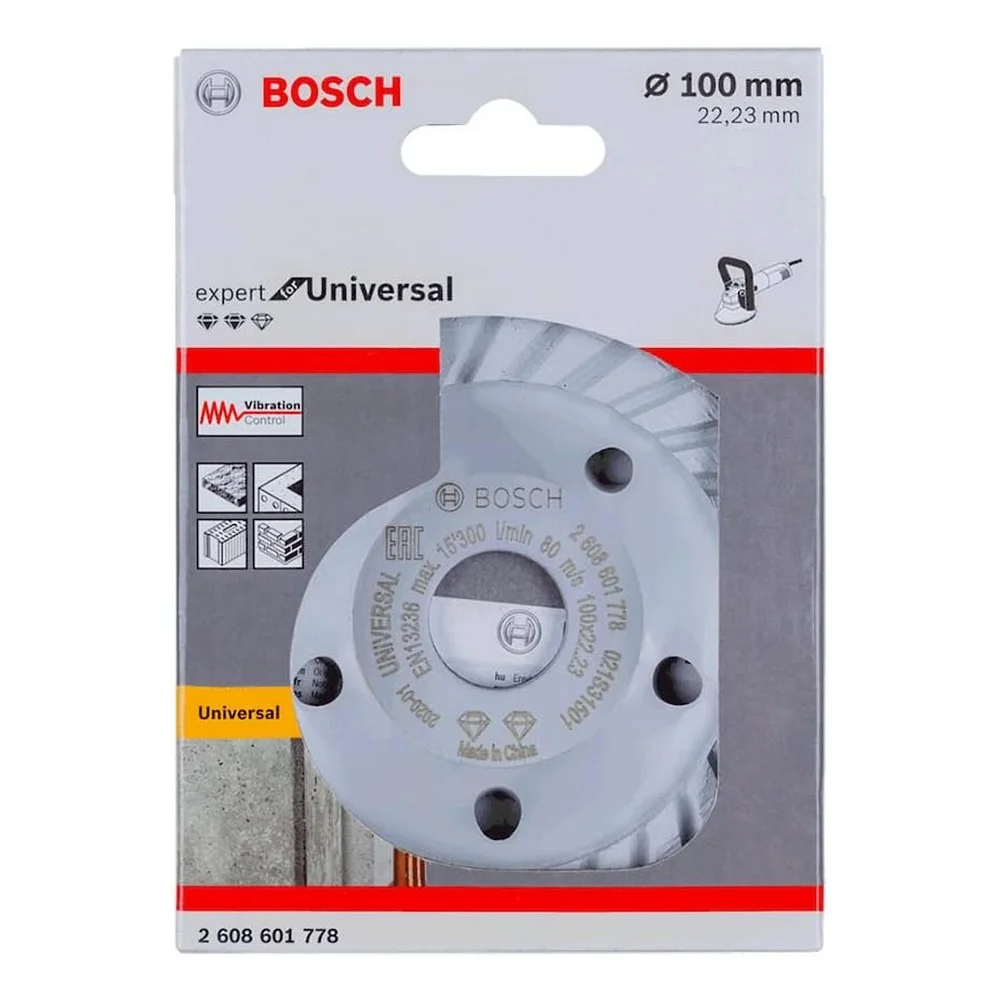 Rebolo Diamantado Tipo Prato Turbo Universal USO Em Esmerilhadeira 4"X22MM Bosch 2608601778