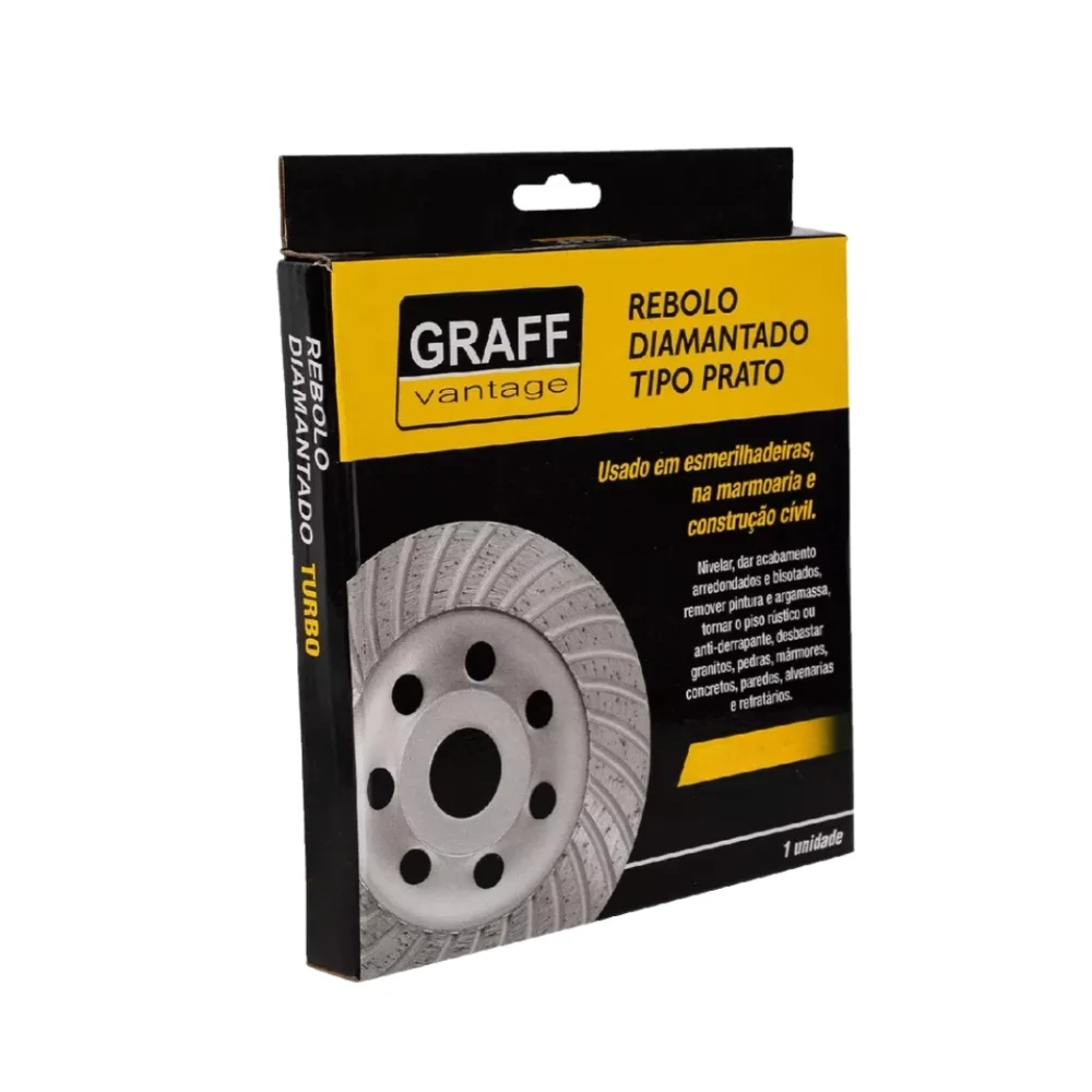 Rebolo Diamantado Tipo Prato USO Em Esmerilhadeira Rosca M14 4"X14MM Graff 5730004
