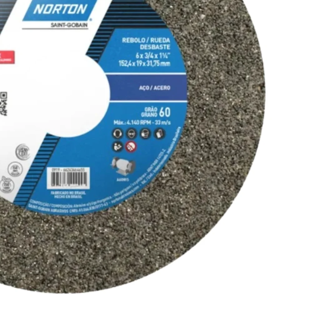 Rebolo Reto Ferro 6X3/4" Norton A60