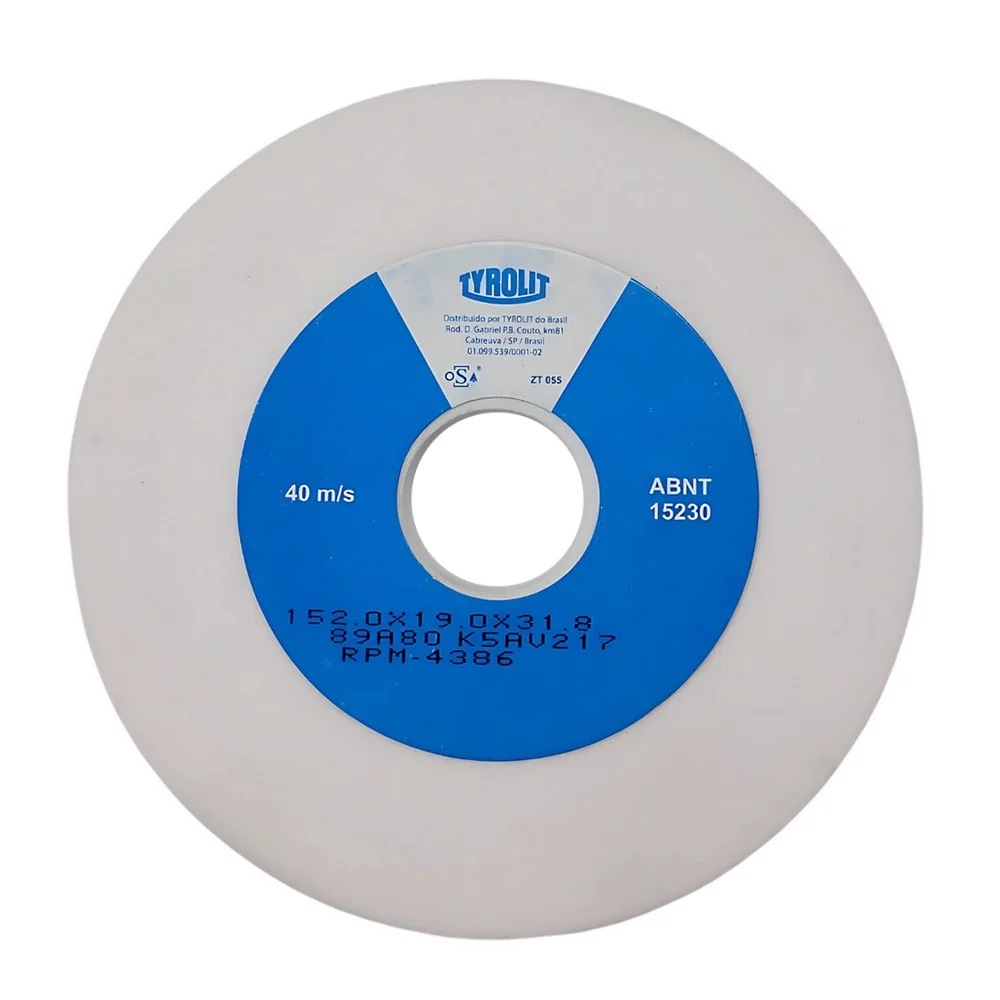 Rebolo Reto Ferro Branco Para Afiacao de Ferramentas 6X3/4" Tyrolit 89A60K5AV217