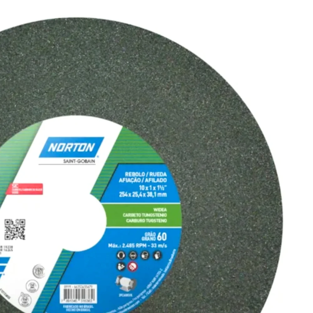 Rebolo Reto Widia Carbeto de Silicio 10X1" Norton 39C60