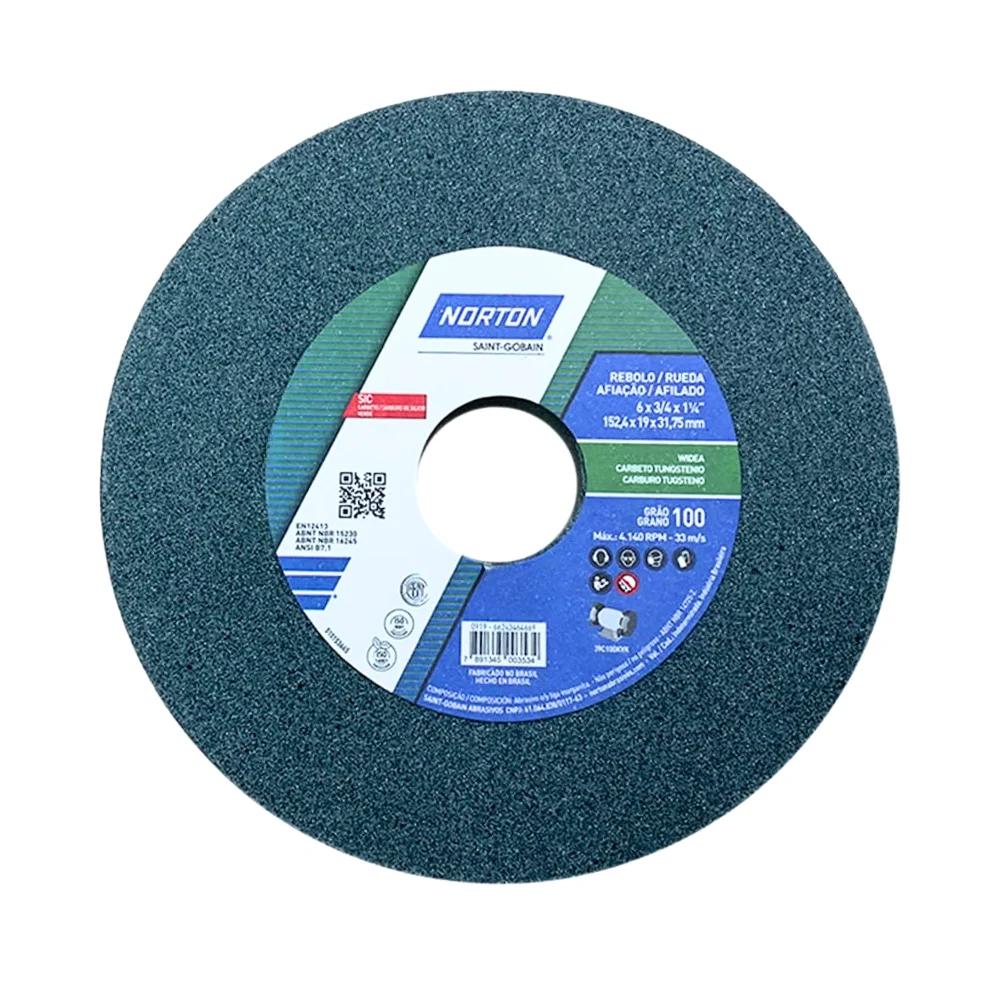 Rebolo Reto Widia Carbeto de Silicio 6X3/4" Norton 39C100