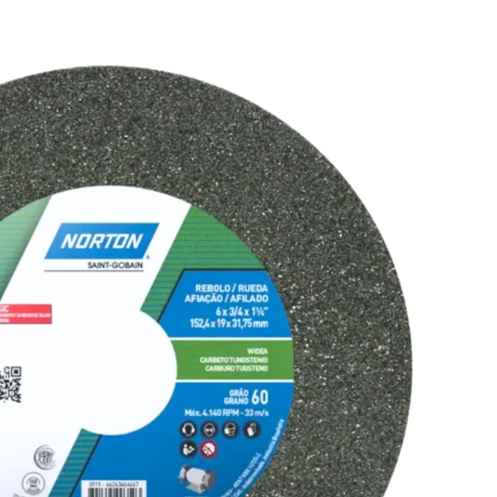 Rebolo Reto Widia Carbeto de Silicio 6X3/4" Norton 39C60