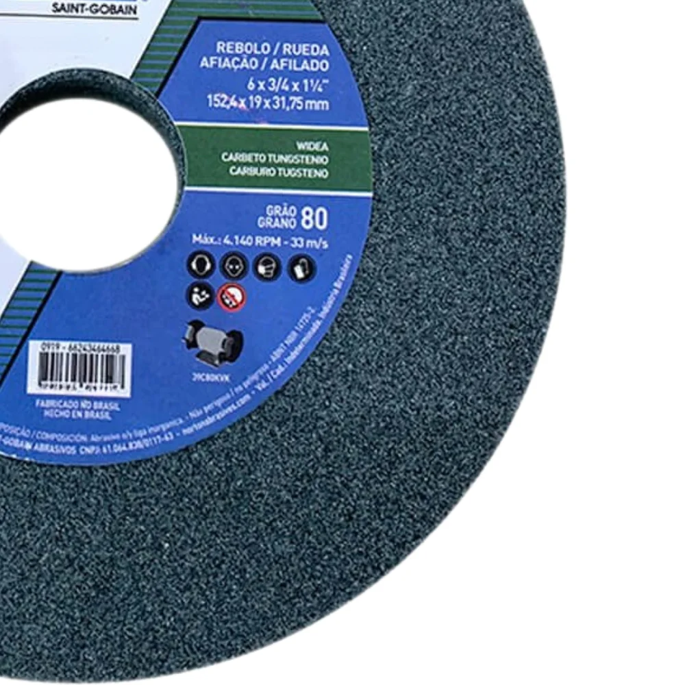Rebolo Reto Widia Carbeto de Silicio 6X3/4" Norton 39C80
