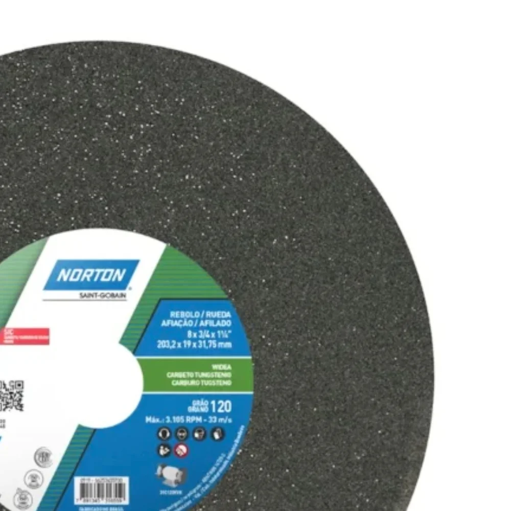 Rebolo Reto Widia Carbeto de Silicio 8X3/4" Norton 39C120