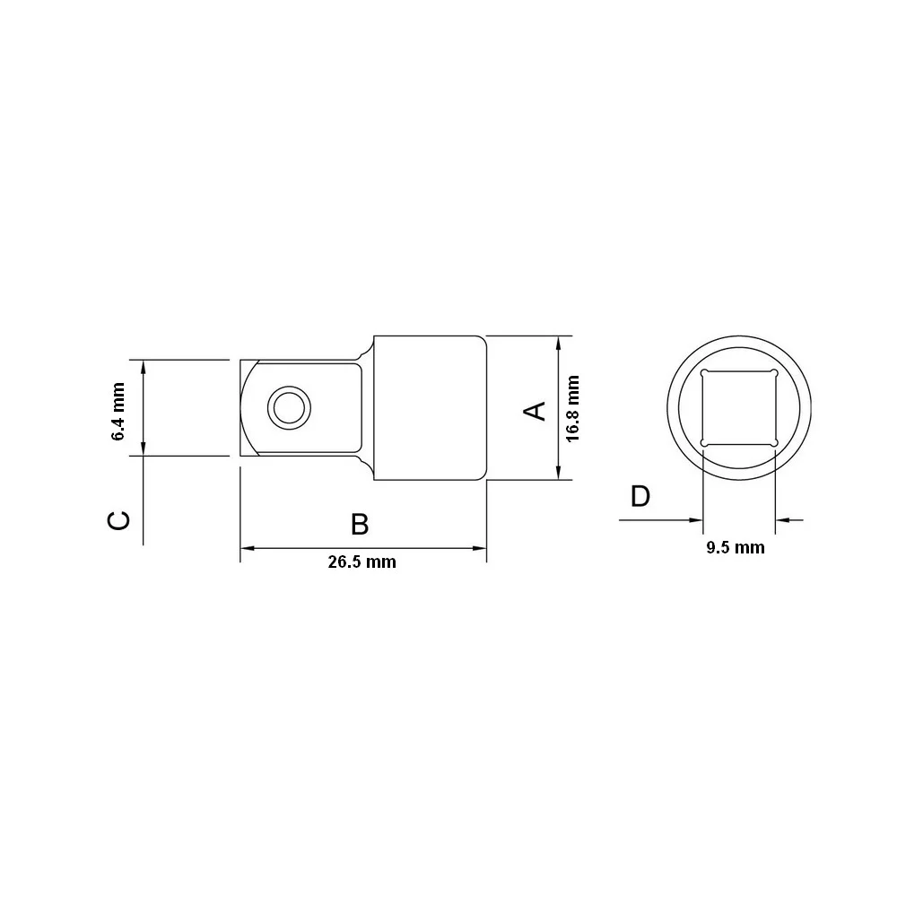 Reducao de Soquete Quadrado Femea 3/8" Macho 1/4" CRV 3/8X1/4" Tramontina Pro 44827/104