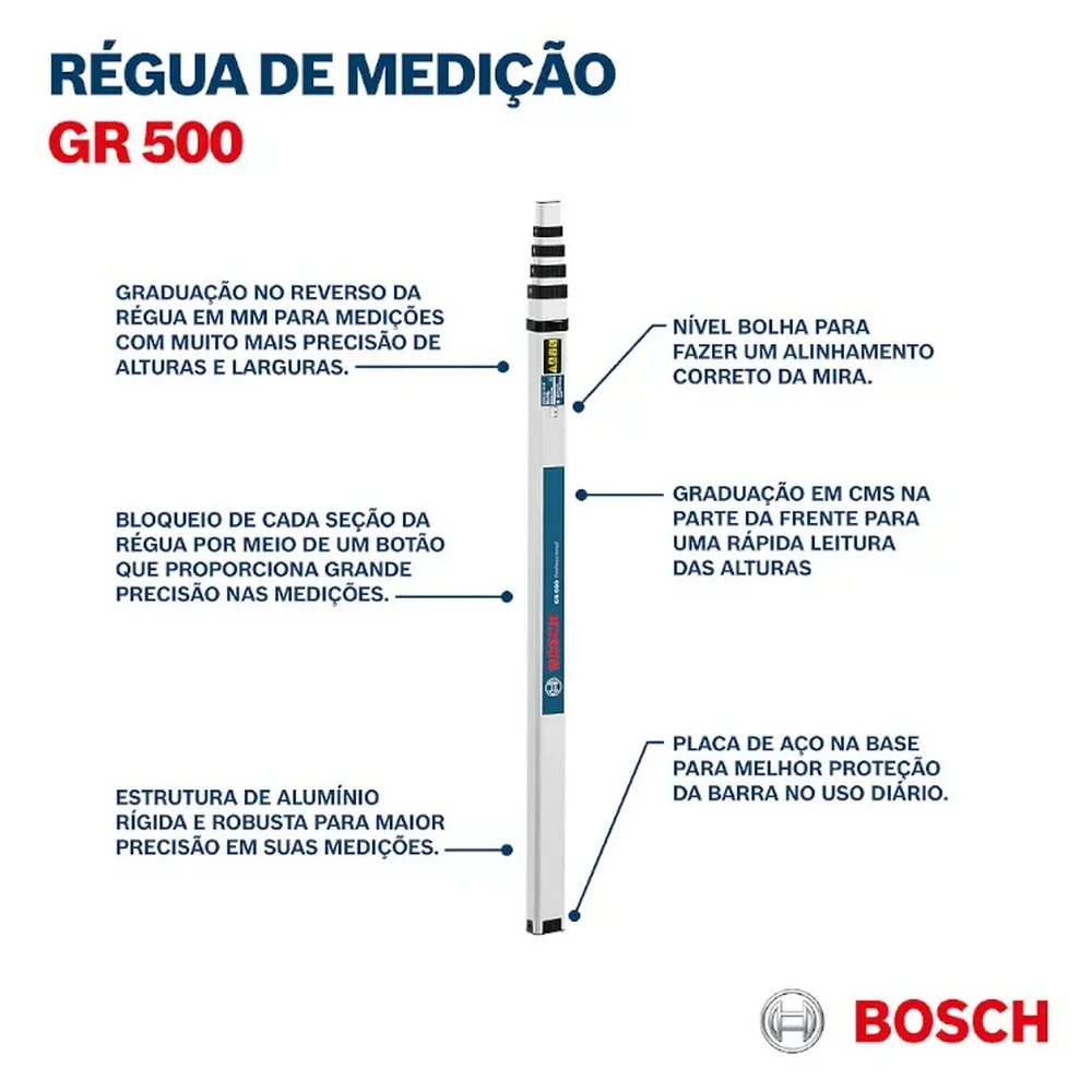 Regua de Medicao para Nivel Optico 5M Bosch GR500