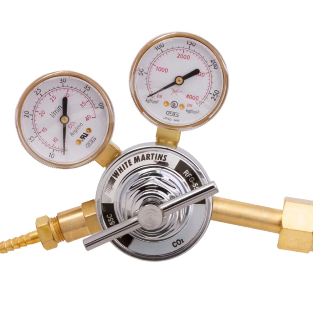 Regulador de Pressao Co2 Simples Estagio - Linha Leve e Media com Manometro White Martins RFG55C