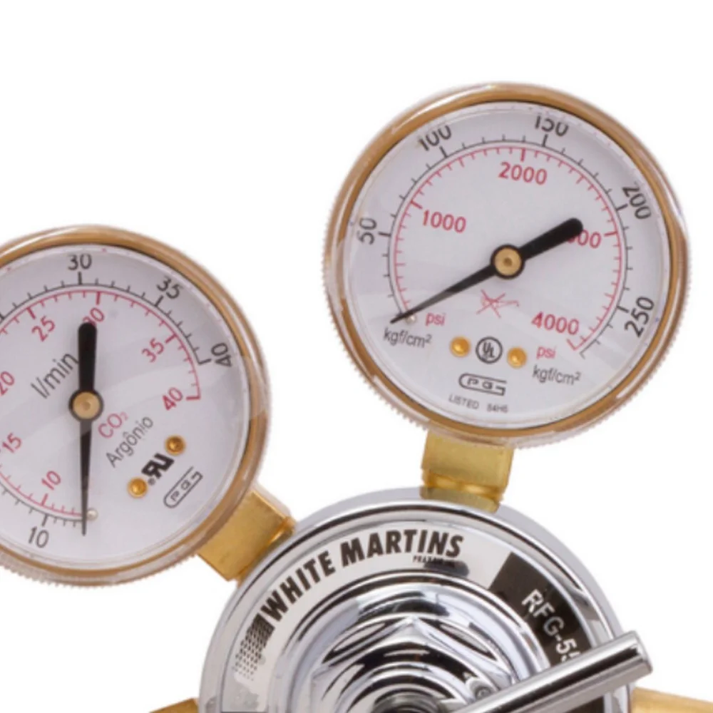 Regulador de Pressao Co2 Simples Estagio - Linha Leve e Media com Manometro White Martins RFG55C