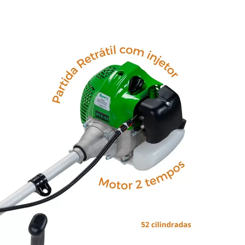 Rocadeira Lateral a Gasolina Semiprofissional 2T com Lamina e Carretel de Nylon 52CC-2HP Trapp RTX-52