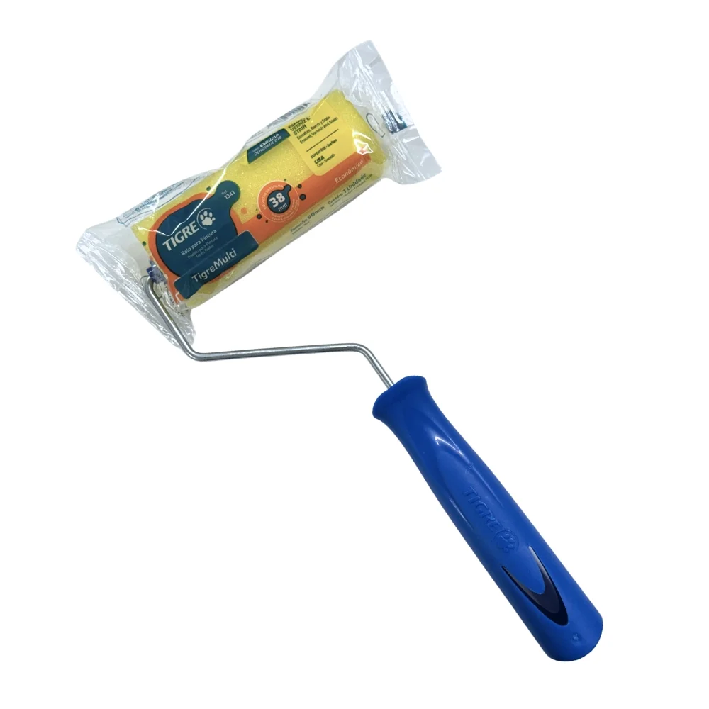 Rolo de Espuma Amarela com Suporte 90MM Tigre 1341
