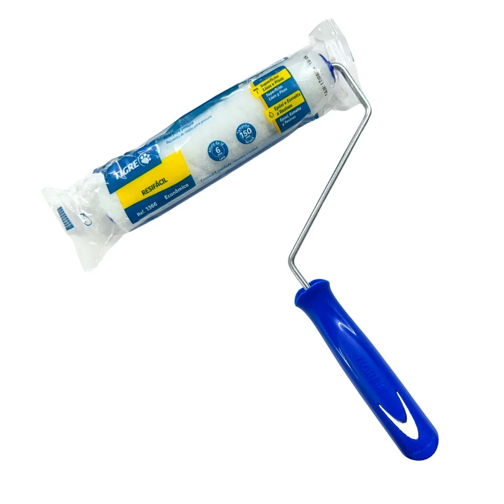 Rolo de La Sintetica com Suporte Resifacil 150MM Tigre 1366