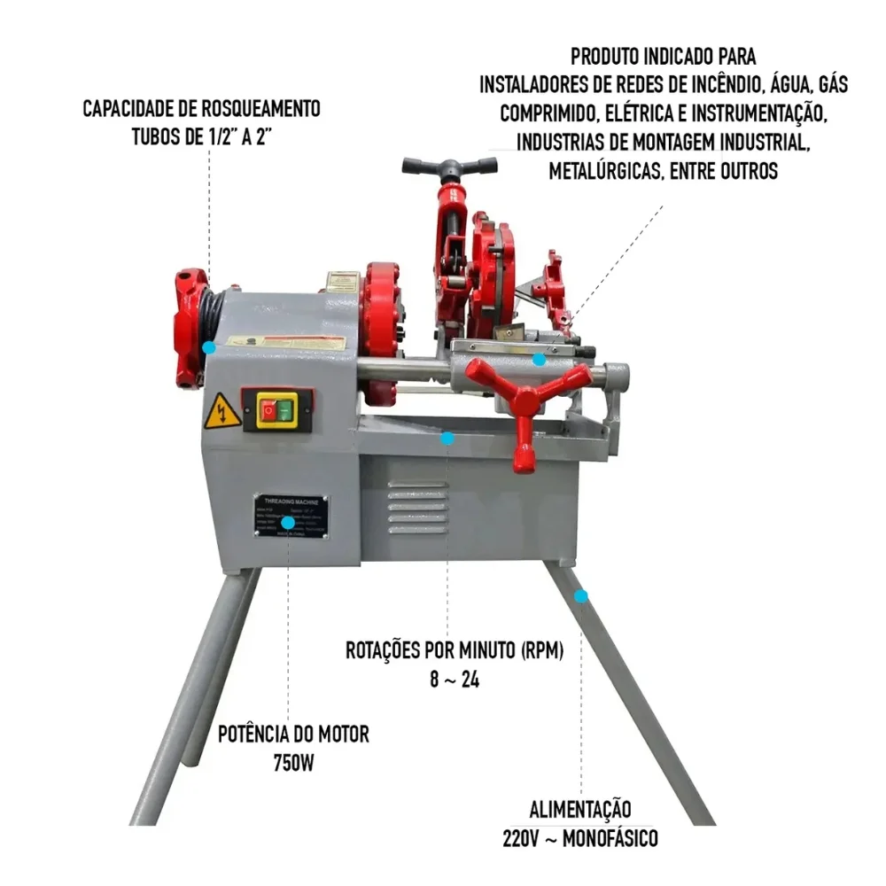 Rosqueadeira Eletrica 1/2 A 2"-BSPT 220V Rocast RR50