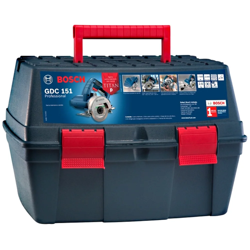 Serra Marmore Com KIT Refrigeracao Maleta e Disco 125MM 110V 1500W Bosch GDC 151 TITAN