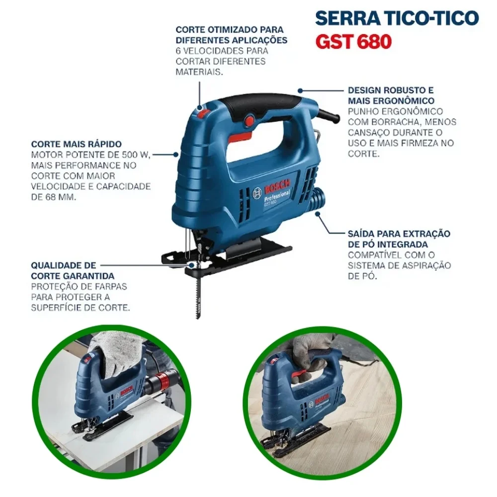 Serra Tico-Tico Velocidade Variavel 110V 500W Bosch GST 680
