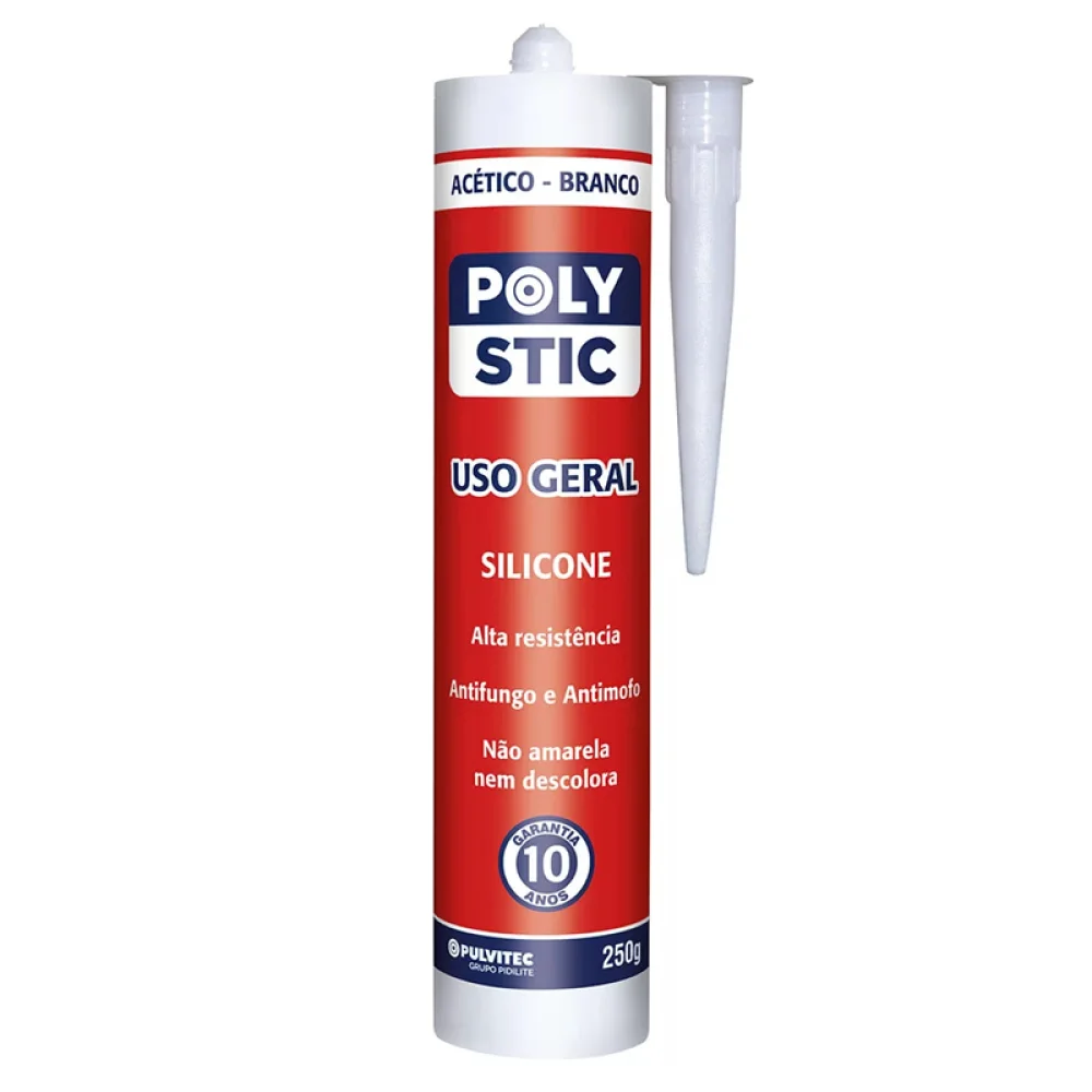 Silicone Acetico Branco USO Geral Polystic 250G Pulvitec ZB115