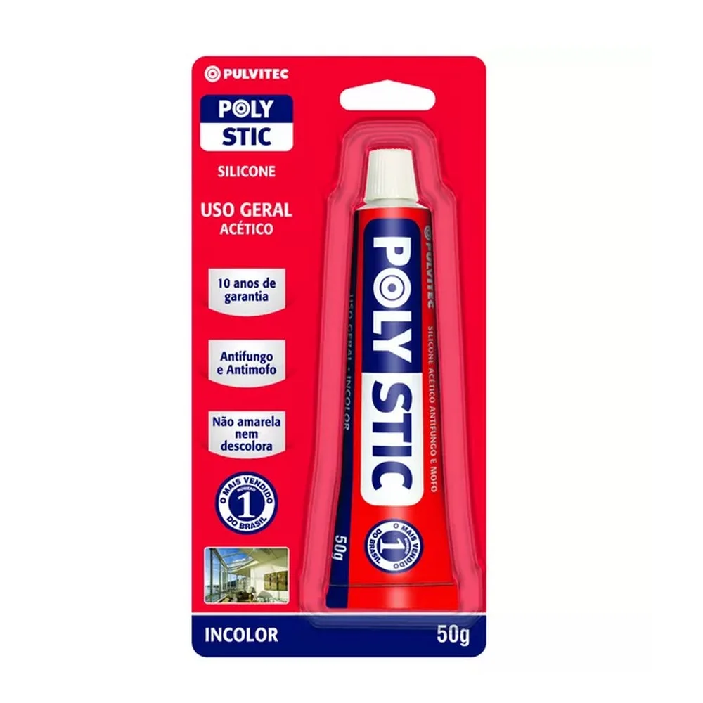 Silicone Acetico Incolor USO Geral Polystic 50G Pulvitec ZB021