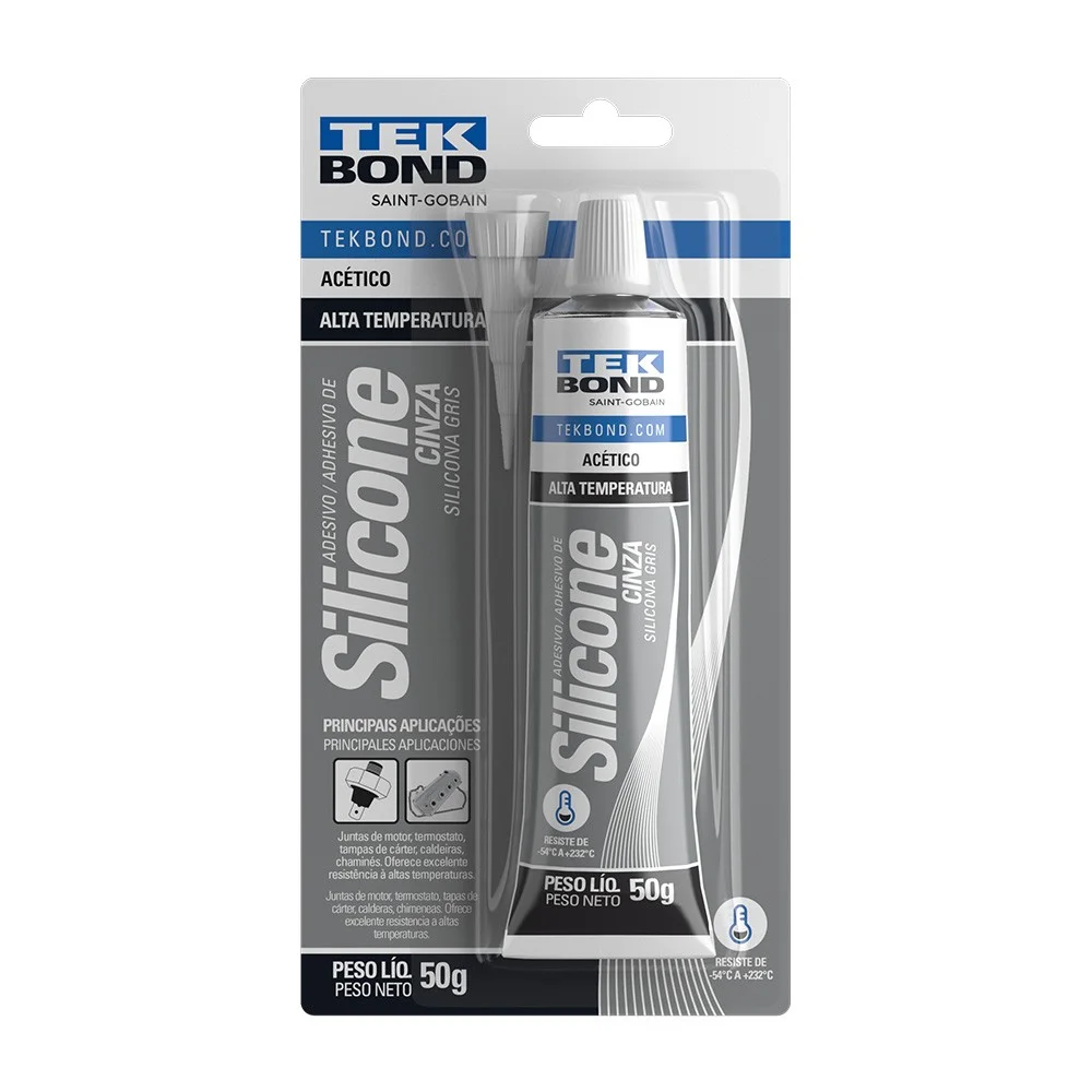 Silicone Neutro Cinza Alta Temperatura Oximico 70G Tekbond 22104002400