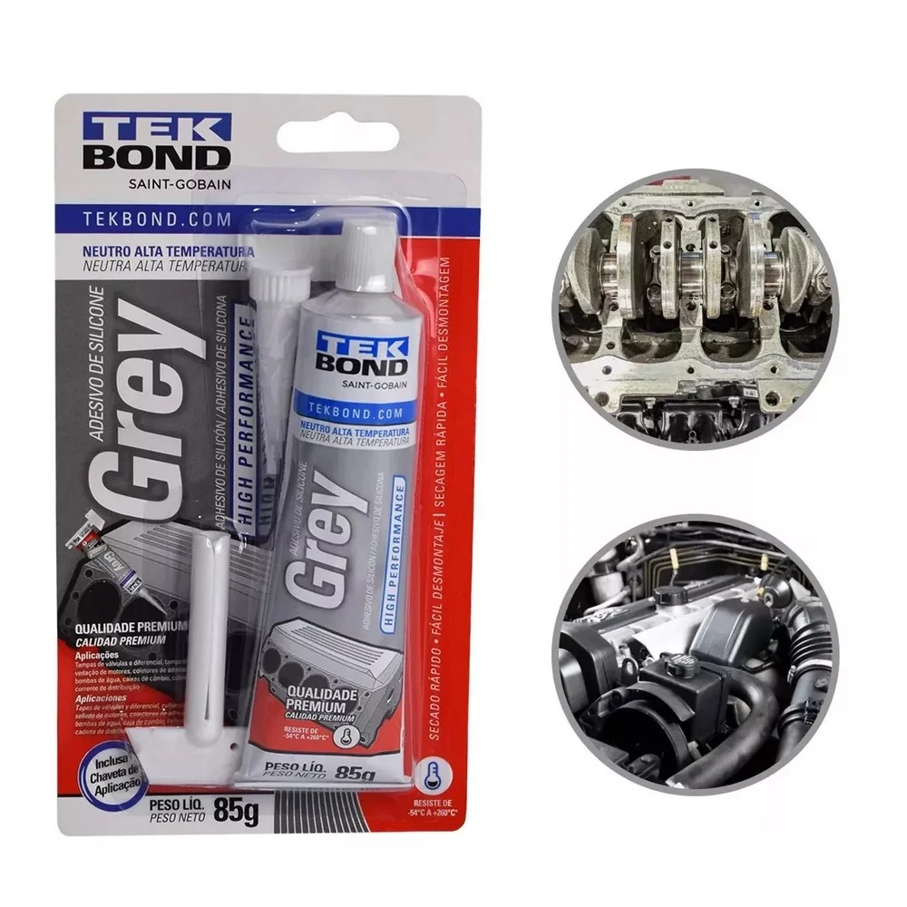 Silicone Neutro Cinza Alta Temperatura Oximico 85G Tekbond 22108502400