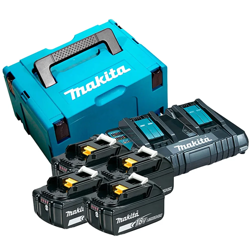 Soprador de Folhas a Bateria 18V Brushless com Carregador e 4 Baterias 5AH 220V Makita DUB362Z-KIT